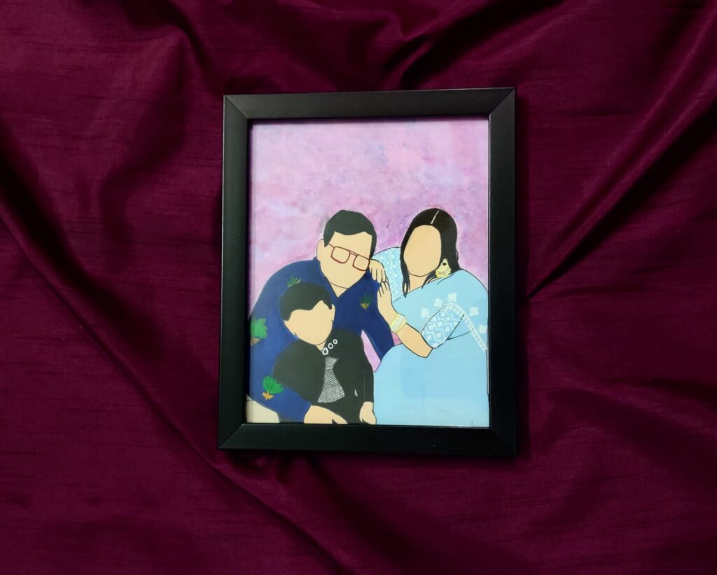 handmade couple illustration frame